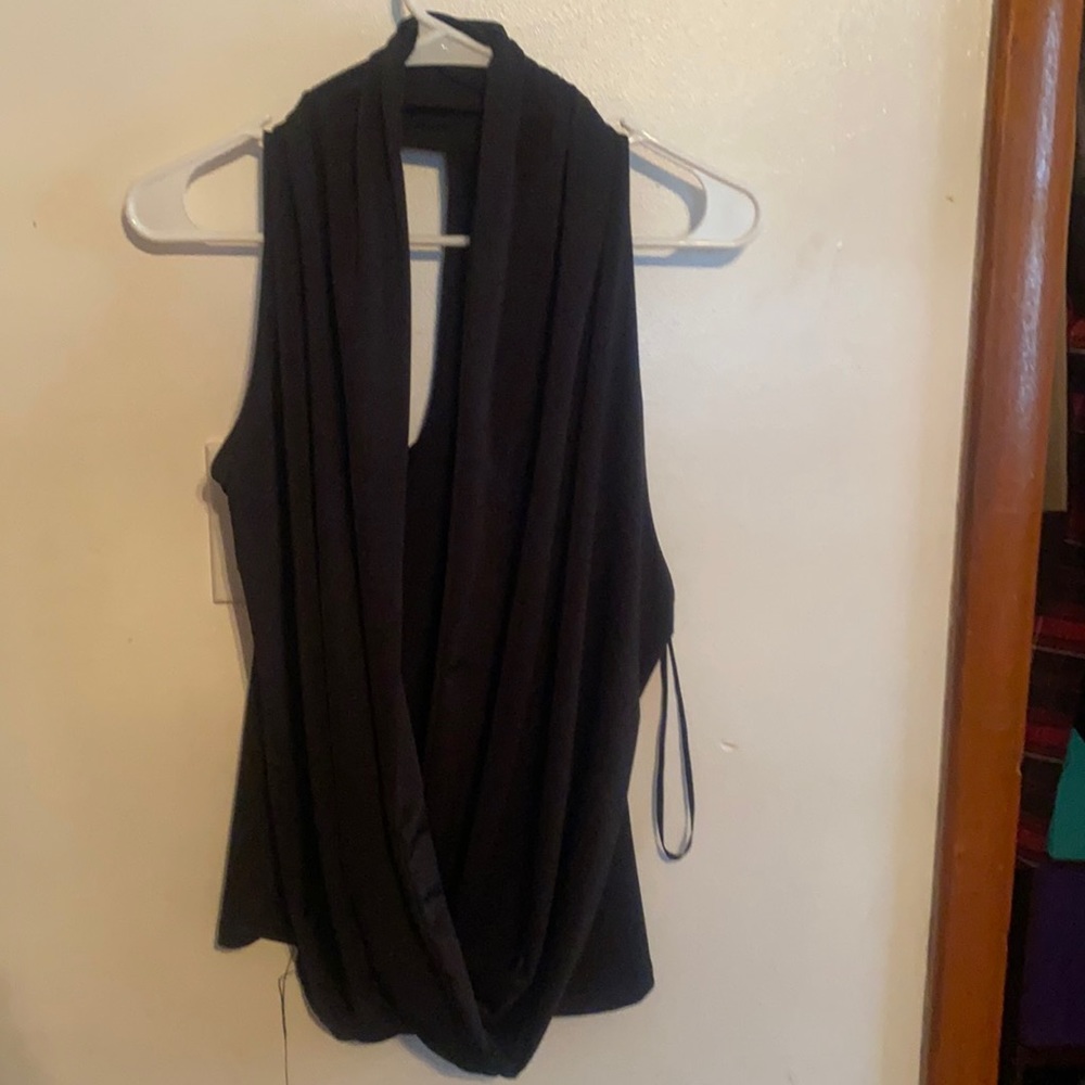 Black drape front top